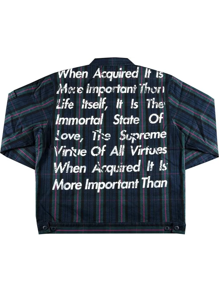 Куртка Supreme x Junya Watanabe x Comme des Garçons MAN Printed Work Jacket 'Navy Plaid' — изображение 2 из 3, синий