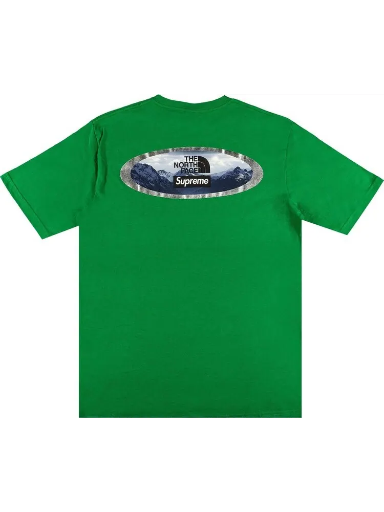 Футболка Supreme x The North Face Mountains Tee 'Green' — изображение 2 из 3, зеленый