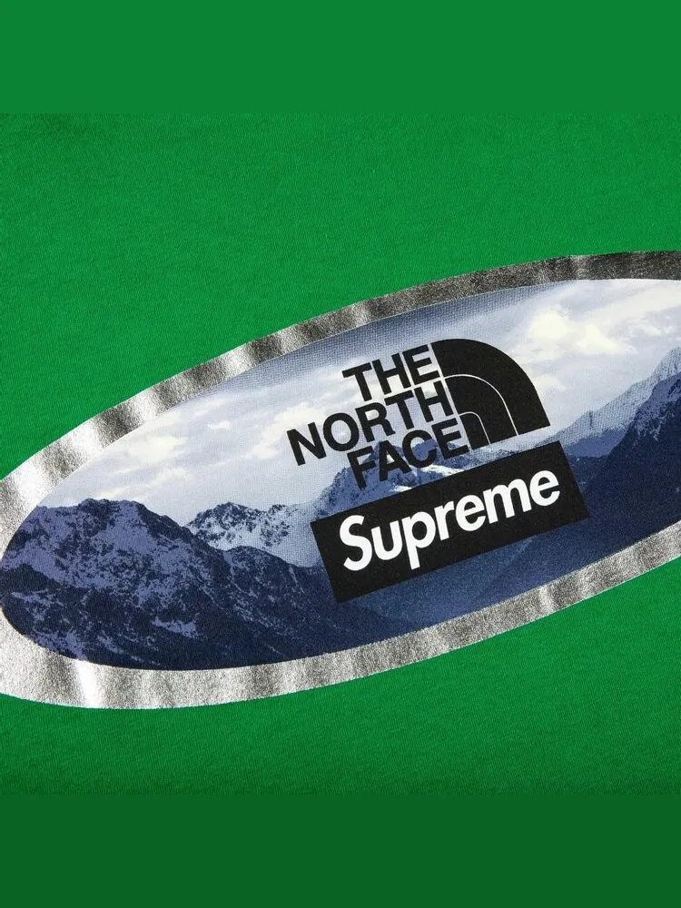 Футболка Supreme x The North Face Mountains Tee 'Green' — изображение 3 из 3, зеленый
