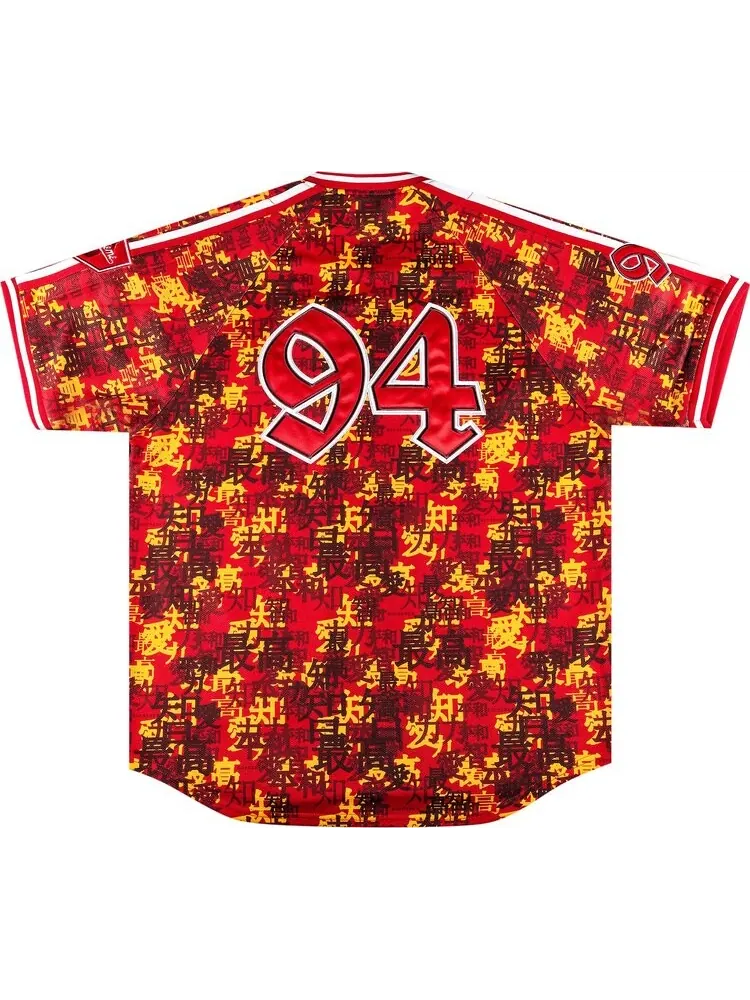 Футболка Supreme Kanji Camo Zip Up Baseball Jersey 'Red' — изображение 2 из 3, красный