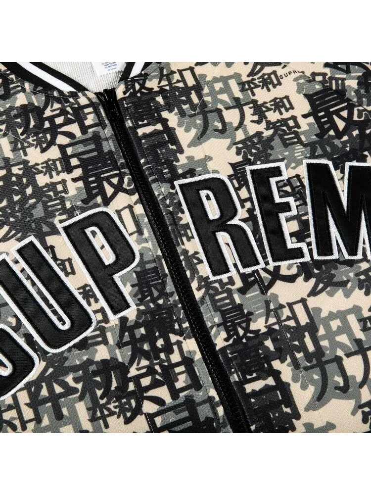 Футболка Supreme Kanji Camo Zip Up Baseball Jersey 'Tan' — изображение 3 из 3, загар