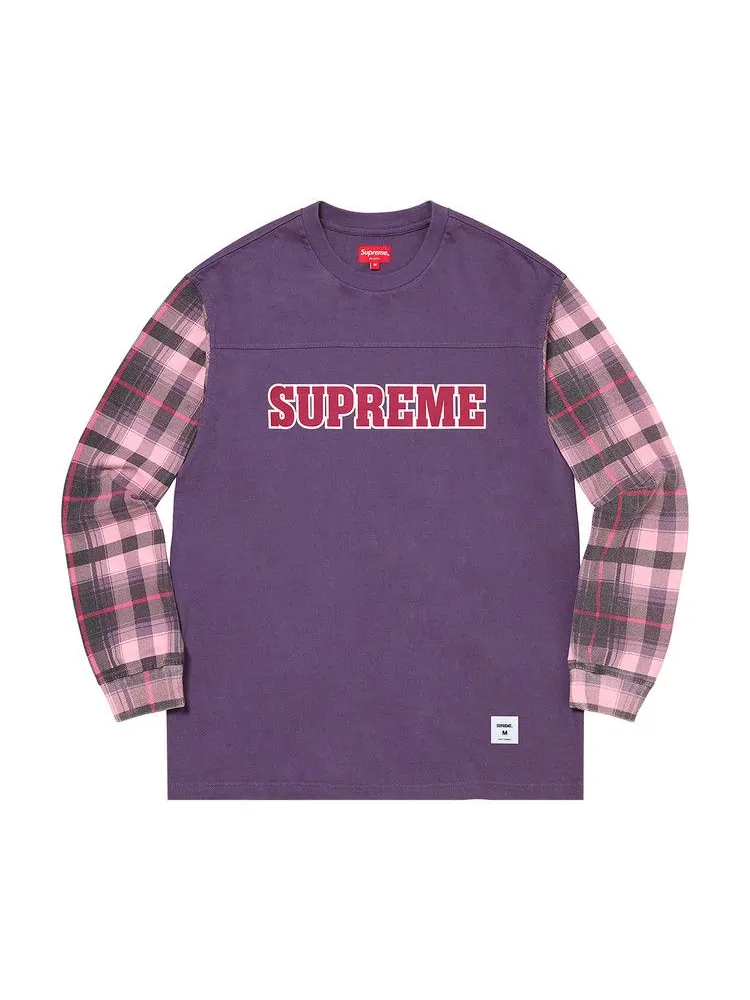 Топ Supreme Plaid Sleeve Long-Sleeve Top — изображение 1 из 1, фиолетовый
