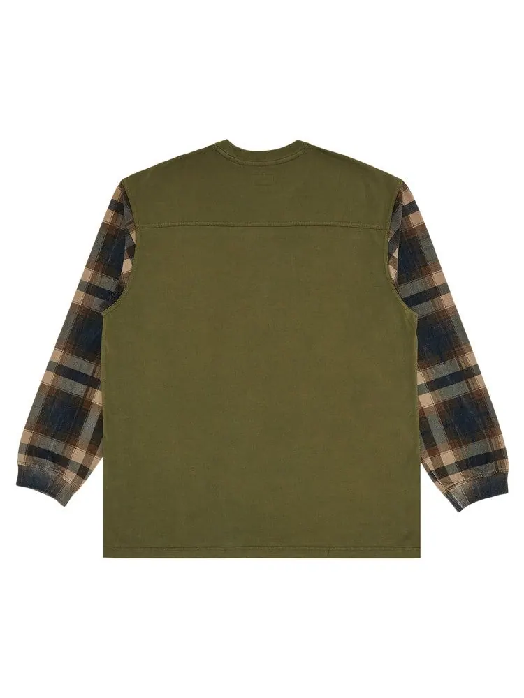 Топ Supreme Plaid Sleeve Long-Sleeve Top — изображение 2 из 3, светлый оливковый