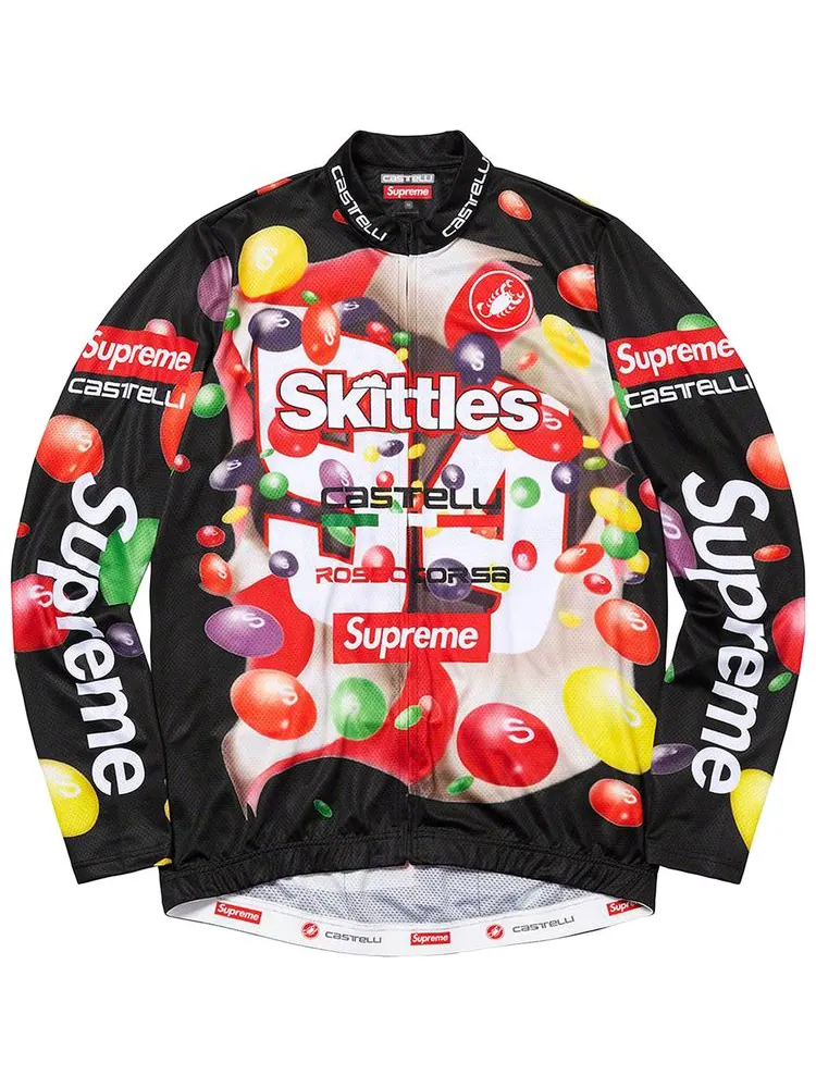 Лонгслив Supreme x Skittles x Castelli Long-Sleeve Cycling Jersey 'Black' — изображение 1 из 2, черный