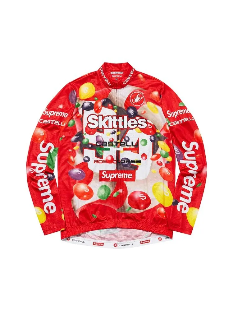 Джерси Supreme x Skittles x Castelli Long-Sleeve Cycling Jersey Red — изображение 1 из 2, красный