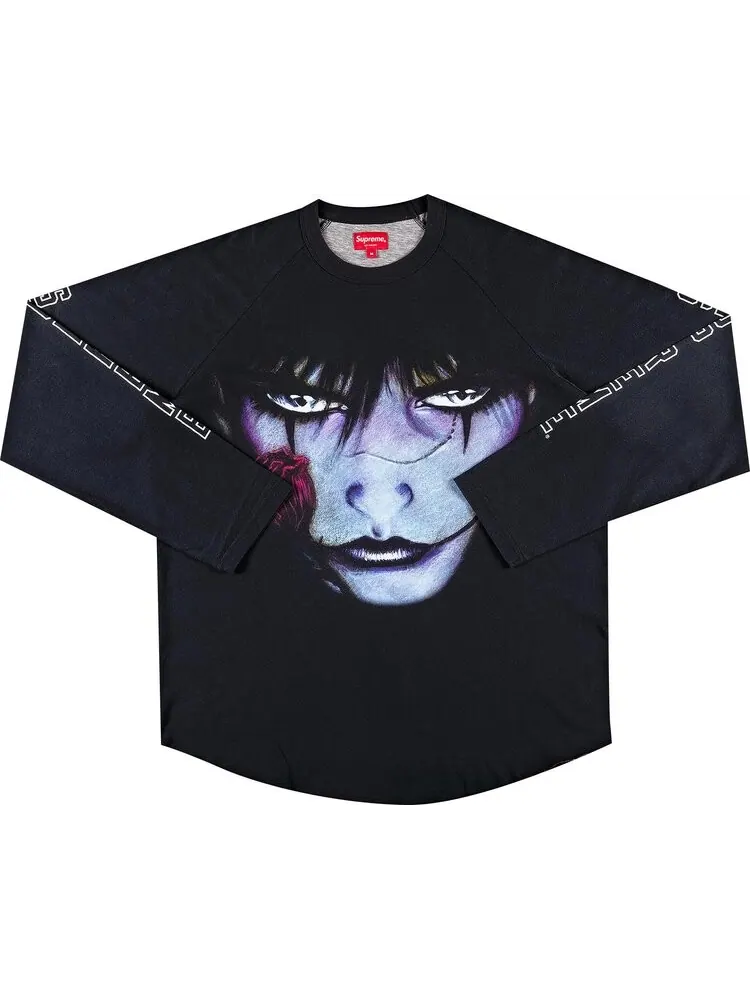 Лонгслив Supreme x The Crow Raglan Long-Sleeve Top 'Black Eyes' — изображение 1 из 2, черный