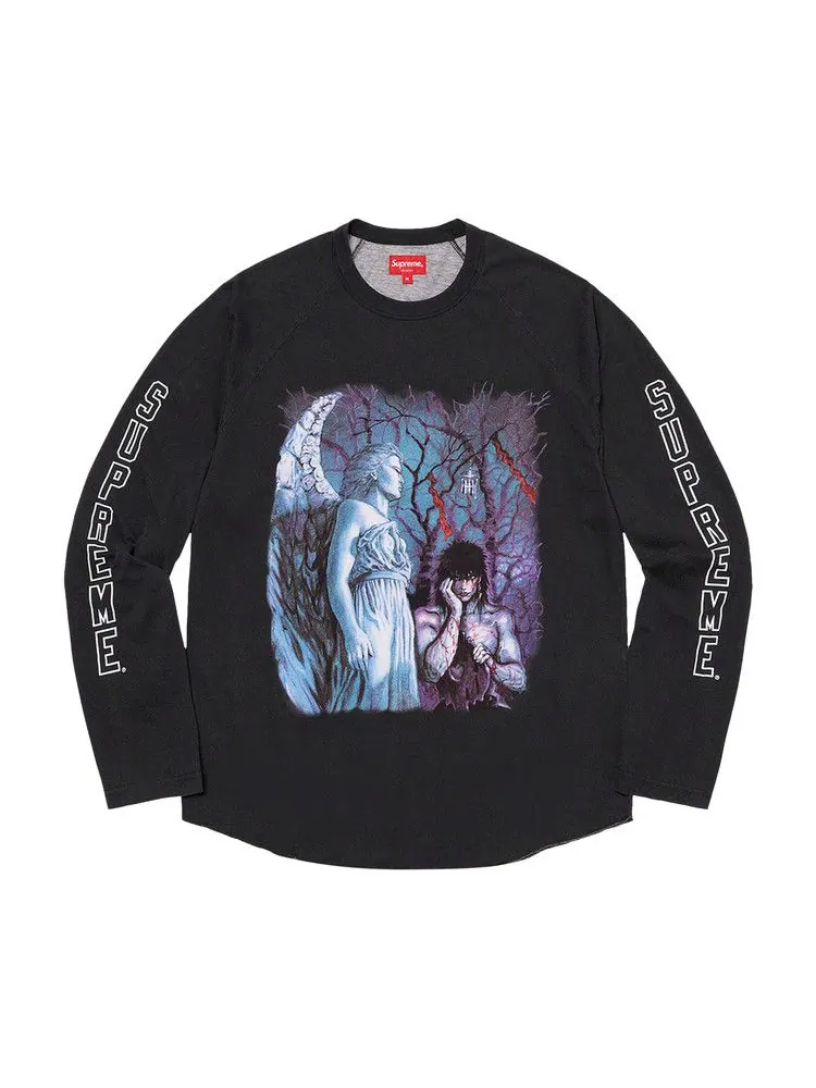 Топ Supreme x The Crow Raglan Long-Sleeve Top — изображение 1 из 1, черный