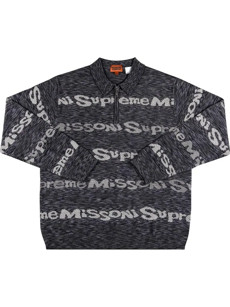 Лонгслив Supreme x Missoni Zip Long-Sleeve Polo 'Black' — изображение 1 из 2, черный