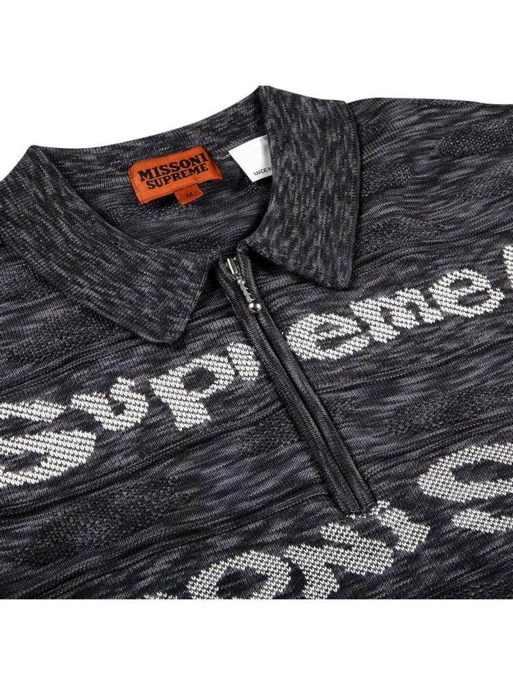 Лонгслив Supreme x Missoni Zip Long-Sleeve Polo 'Black' — изображение 2 из 2, черный