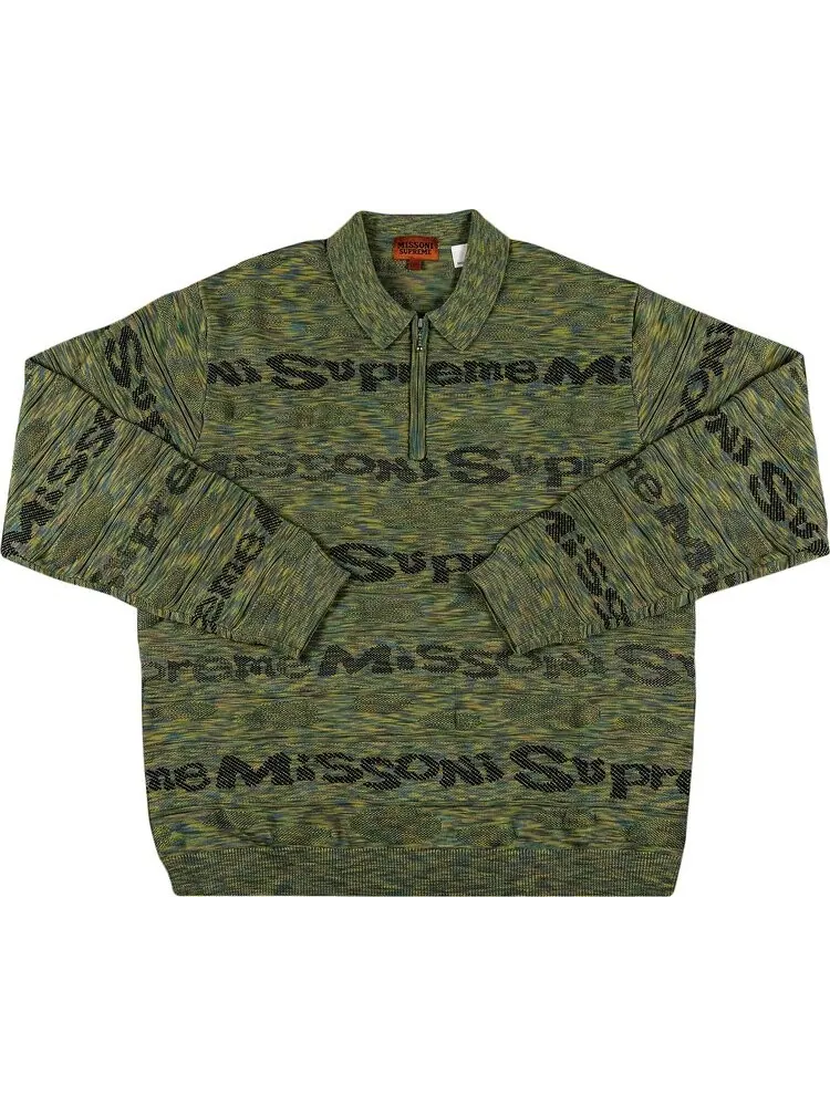 Лонгслив Supreme x Missoni Zip Long-Sleeve Polo 'Lime' — изображение 1 из 2, зеленый