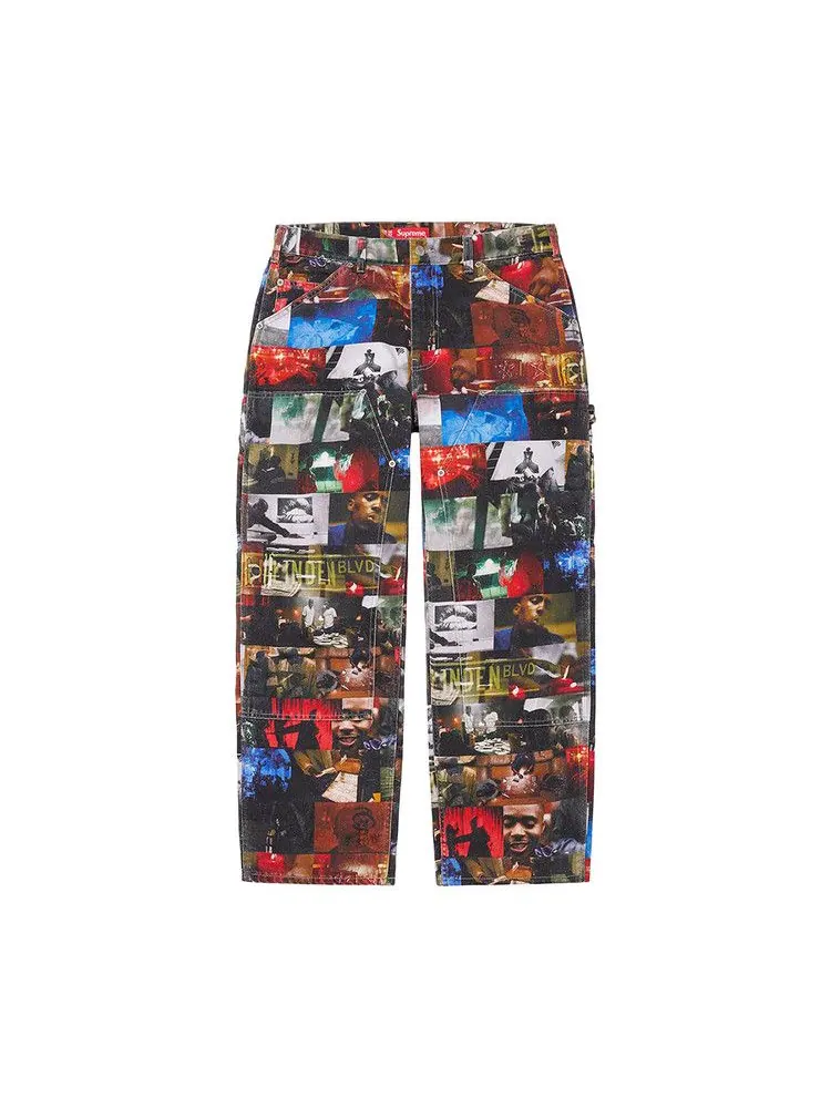 Брюки Supreme Nas and DMX Collage Double Knee Denim Painter Pant — изображение 1 из 1, мульти