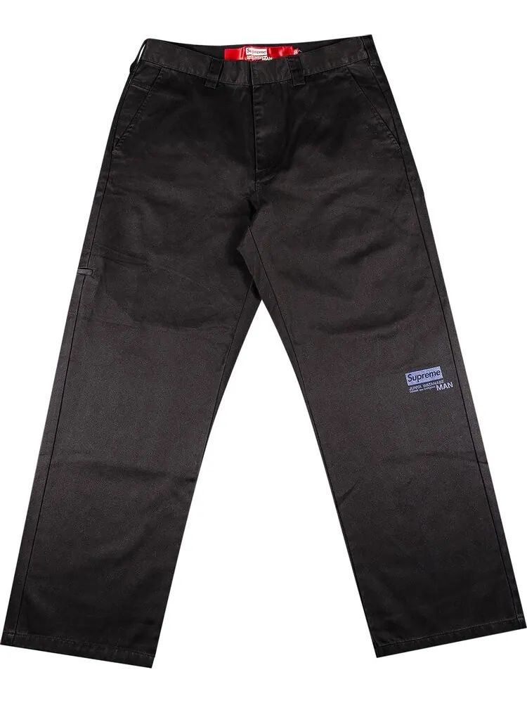 Брюки Supreme x Junya Watanabe x Comme des Garçons MAN Printed Work Pant 'Black' — 1