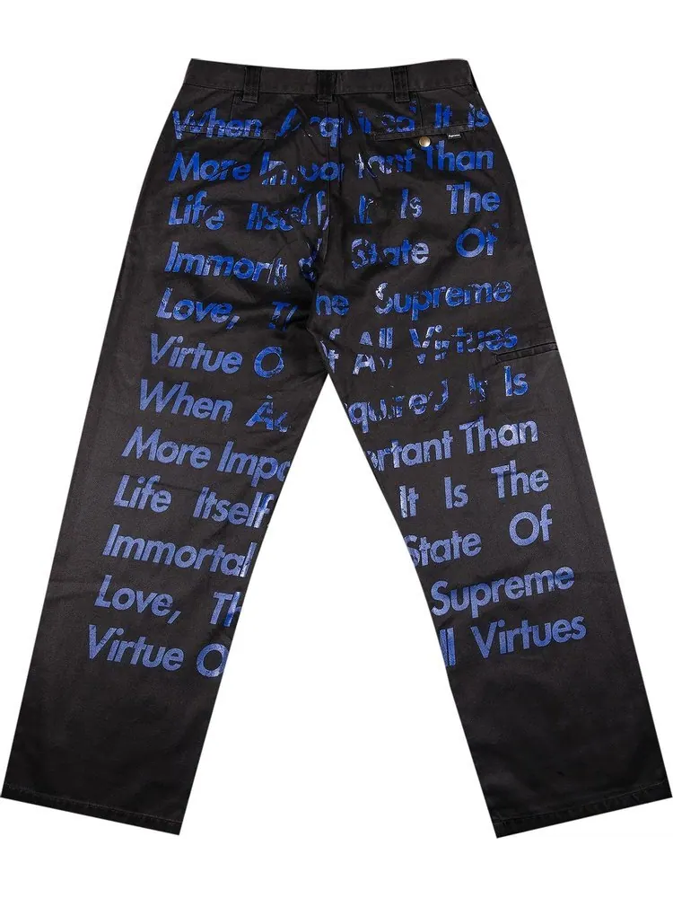 Брюки Supreme x Junya Watanabe x Comme des Garçons MAN Printed Work Pant 'Black' — 2