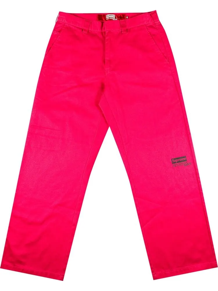 Брюки Supreme x Junya Watanabe x Comme des Garçons MAN Printed Work Pant Bright Pink — 1