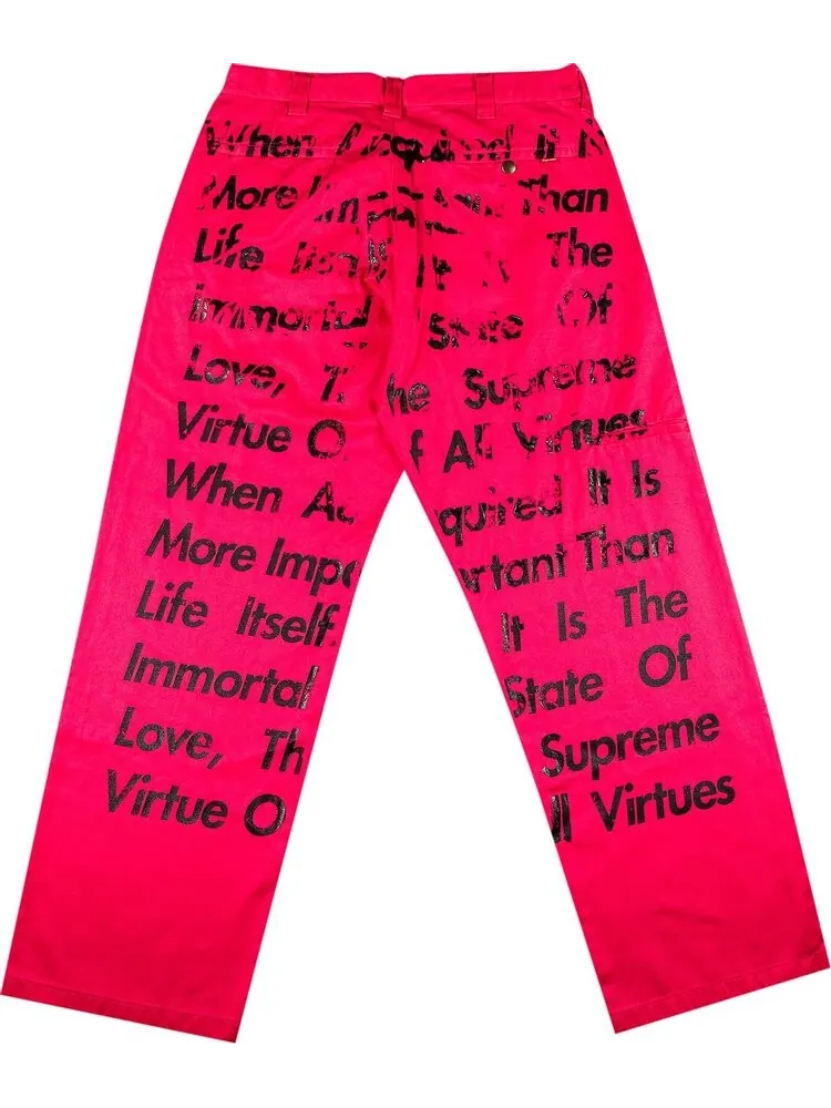 Брюки Supreme x Junya Watanabe x Comme des Garçons MAN Printed Work Pant Bright Pink — 2