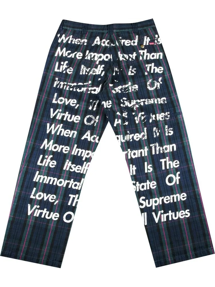 Брюки Supreme x Junya Watanabe x Comme des Garçons MAN Printed Work Pant Navy Plaid — 2