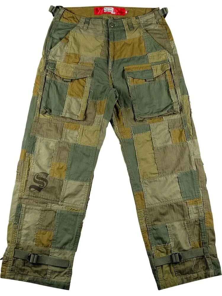 Брюки Supreme x Junya Watanabe x Comme des Garçons MAN Patchwork Cargo Pant Olive — изображение 1 из 3, зеленый