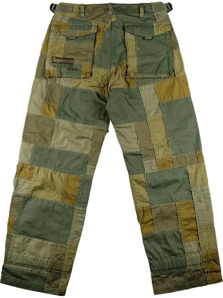 Брюки Supreme x Junya Watanabe x Comme des Garçons MAN Patchwork Cargo Pant Olive — изображение 2 из 3, зеленый