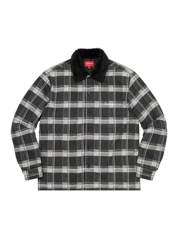 Рубашка Supreme Faux Fur Collar Flannel Shirt — изображение 1 из 1, черный