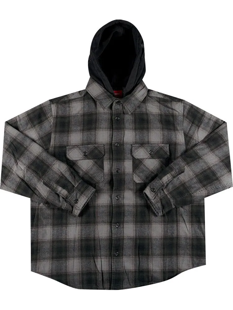 Рубашка Supreme Hooded Flannel Zip Up Shirt 'Black' — изображение 1 из 3, черный