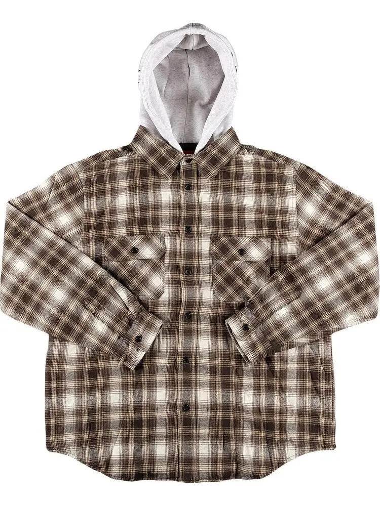 Рубашка Supreme Hooded Flannel Zip Up Shirt 'Brown' — изображение 1 из 3, коричневый