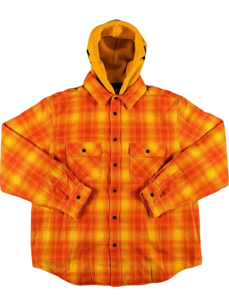 Рубашка Supreme Hooded Flannel Zip Up Shirt 'Orange' — изображение 1 из 3, оранжевый