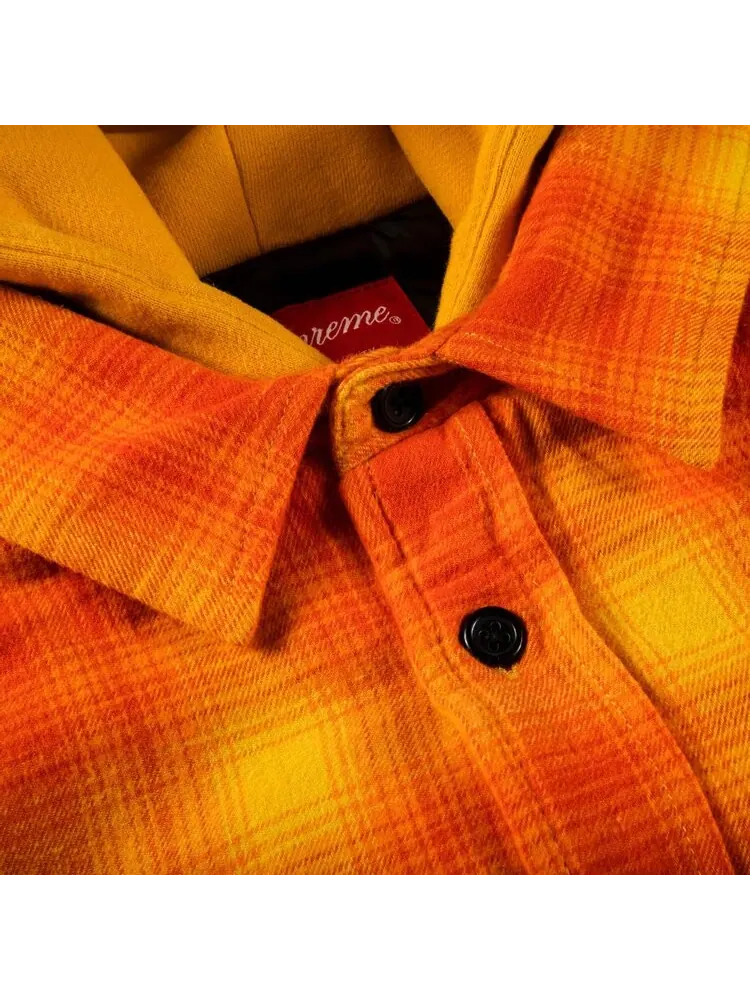 Рубашка Supreme Hooded Flannel Zip Up Shirt 'Orange' — изображение 3 из 3, оранжевый