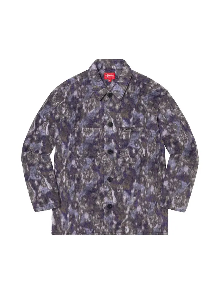 Рубашка Supreme Paisley Fleece Shirt Purple — изображение 1 из 1, фиолетовый