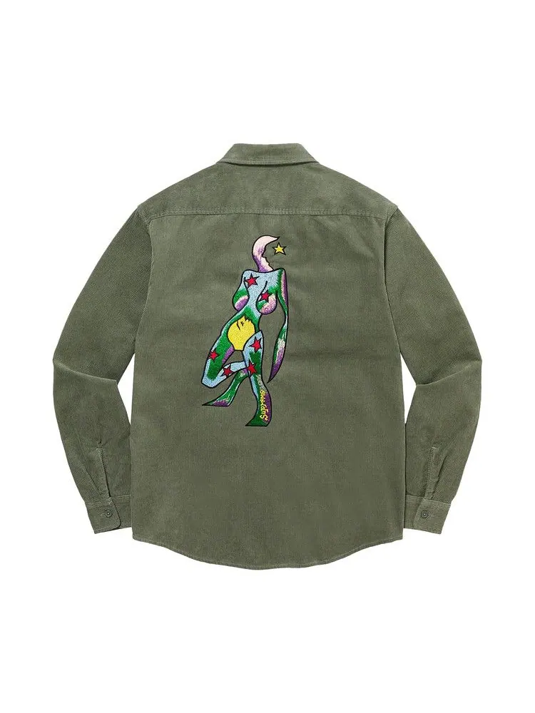 Рубашка Supreme Gonz Corduroy Work Shirt — изображение 2 из 2, зеленый