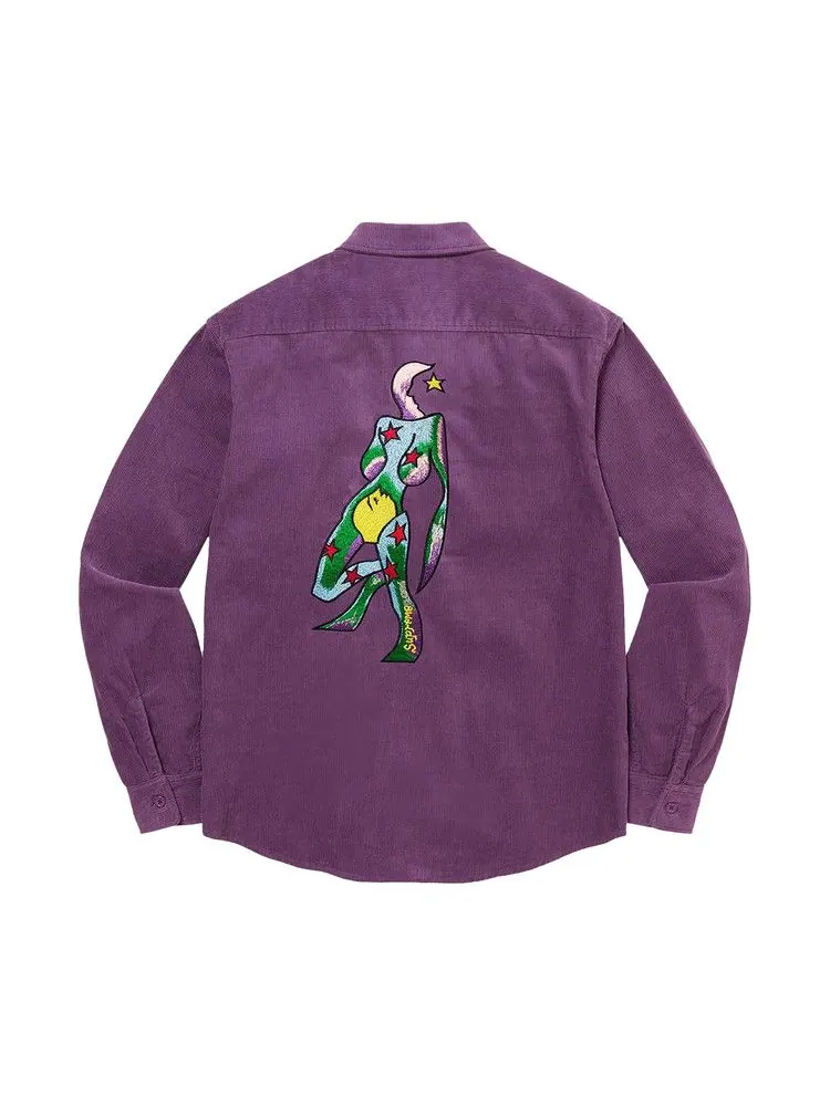 Рубашка Supreme Gonz Corduroy Work Shirt — изображение 2 из 2, фиолетовый