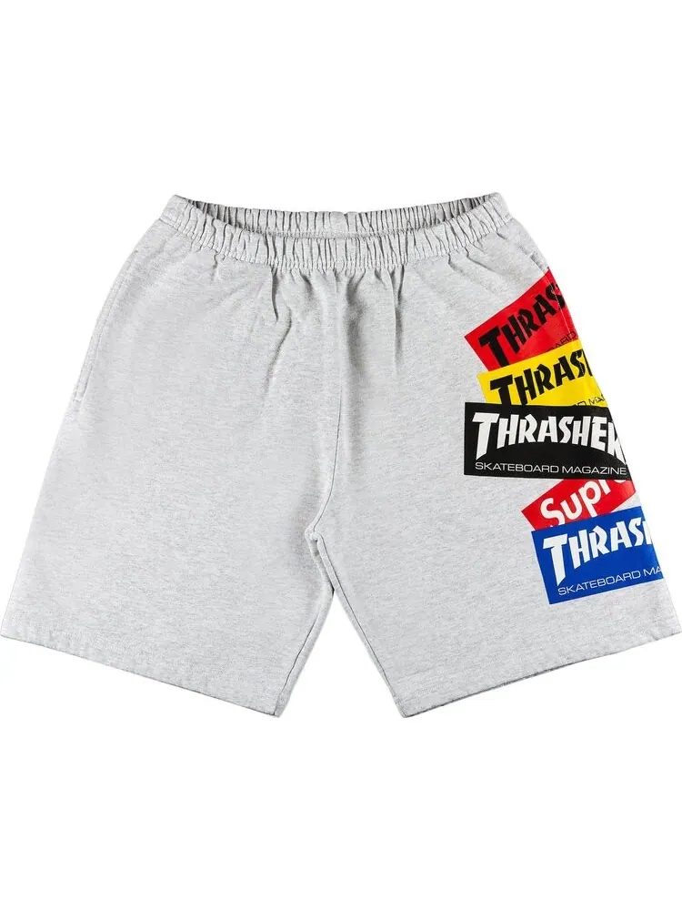 Спортивные шорты Supreme x Thrasher Multi Logo Sweatshort Ash Grey — изображение 1 из 2, серый