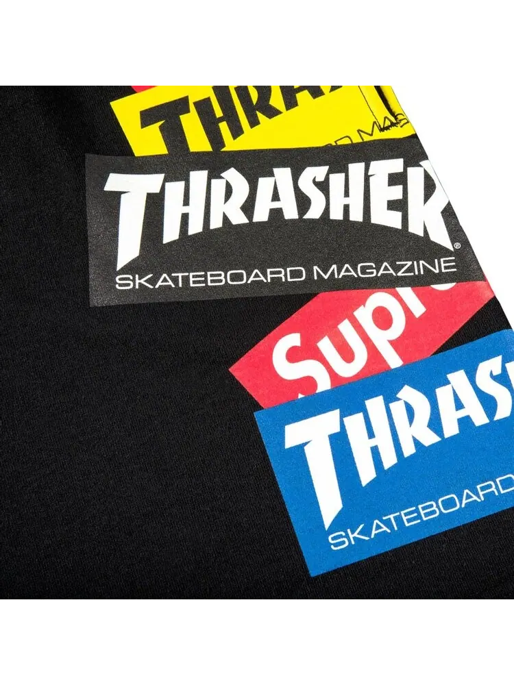 Спортивные шорты Supreme x Thrasher Multi Logo Sweatshort 'Black' — изображение 3 из 3, черный