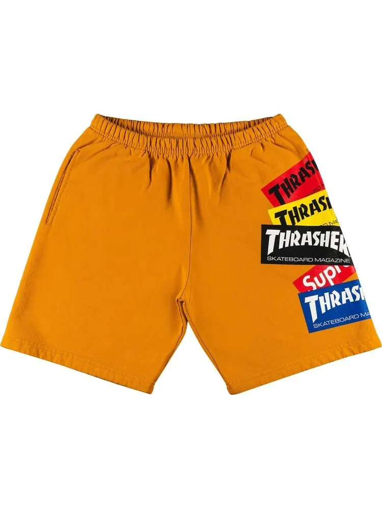 Спортивные шорты Supreme x Thrasher Multi Logo Sweatshort 'Gold' — изображение 1 из 3, оранжевый
