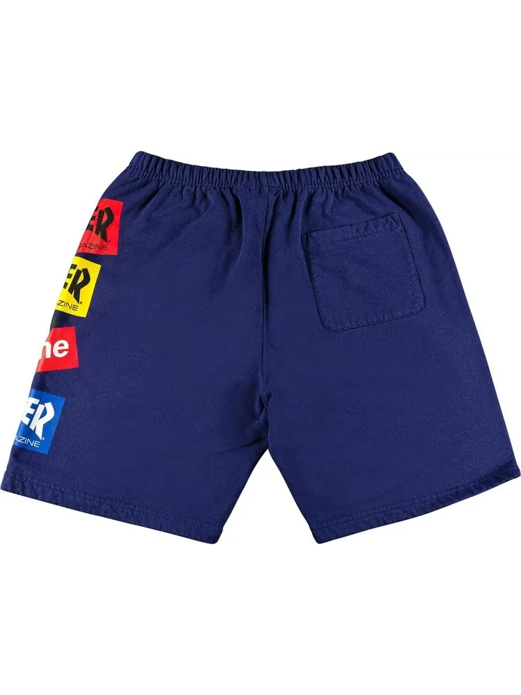 Спортивные шорты Supreme x Thrasher Multi Logo Sweatshort Washed Navy — изображение 2 из 2, синий