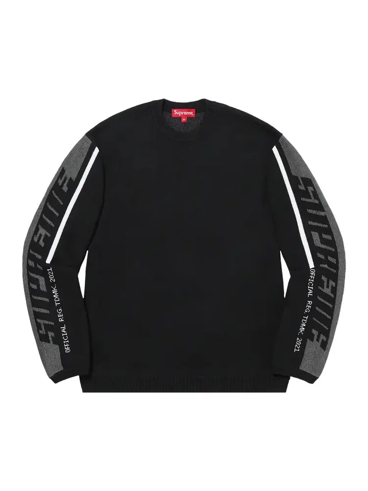 Свитер Supreme с полосатым узором на рукавах — изображение 1 из 1, черный
