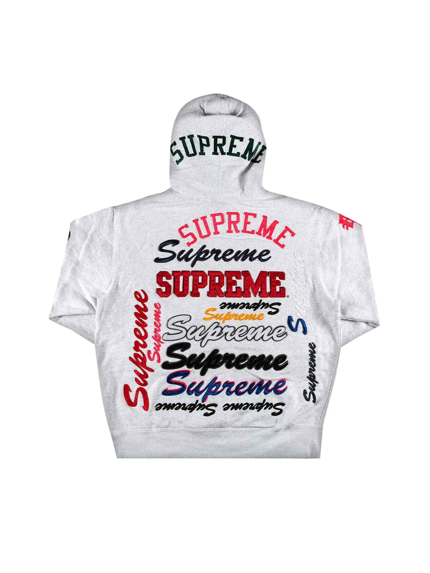 Толстовка с капюшоном Supreme с мульти-логотипом — изображение 2 из 3, серый
