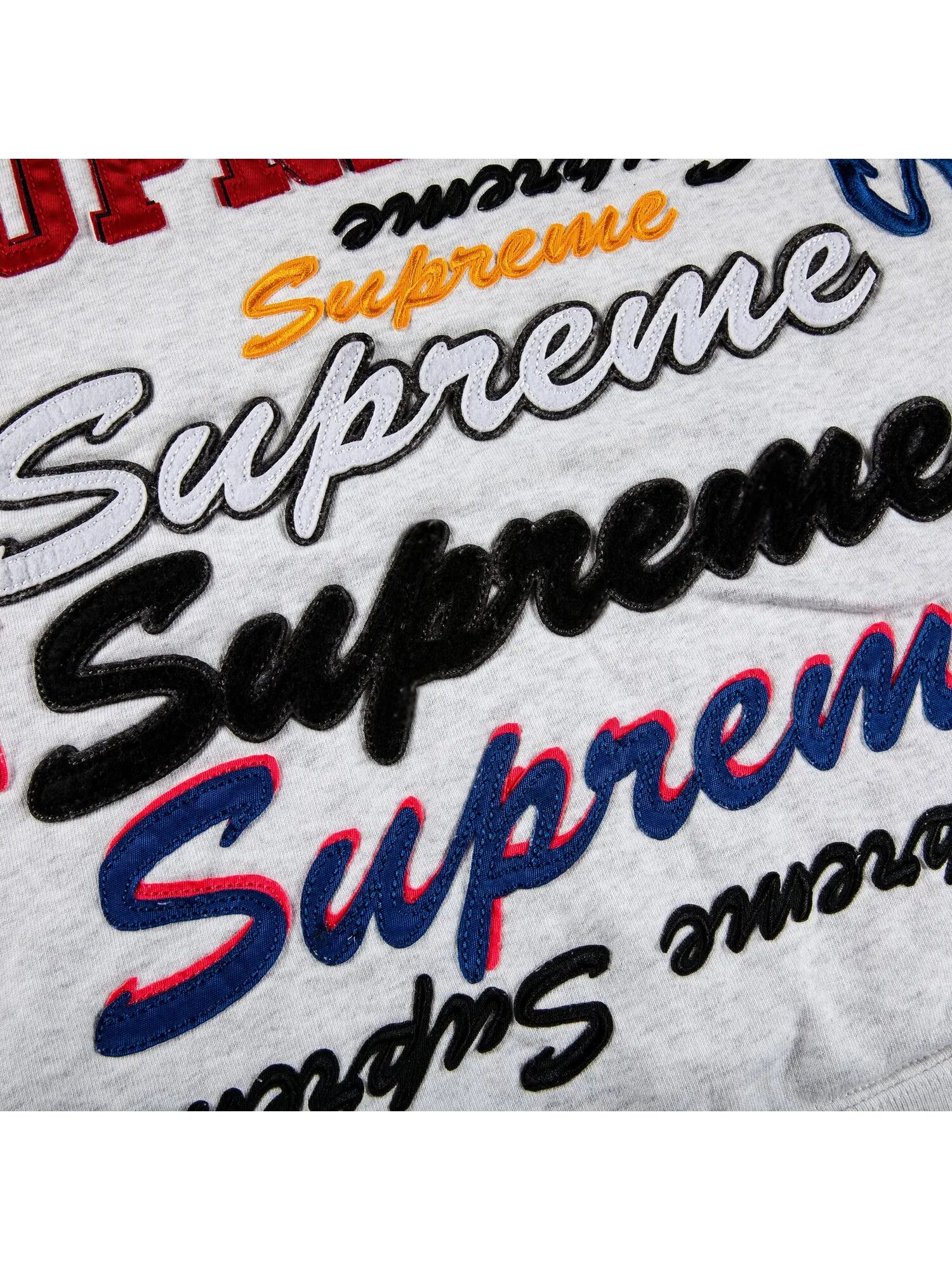 Толстовка с капюшоном Supreme с мульти-логотипом — изображение 3 из 3, серый