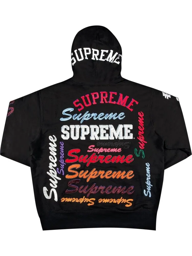 Толстовка Supreme Multi Logo Hooded Sweatshirt 'Black' — изображение 2 из 3, черный