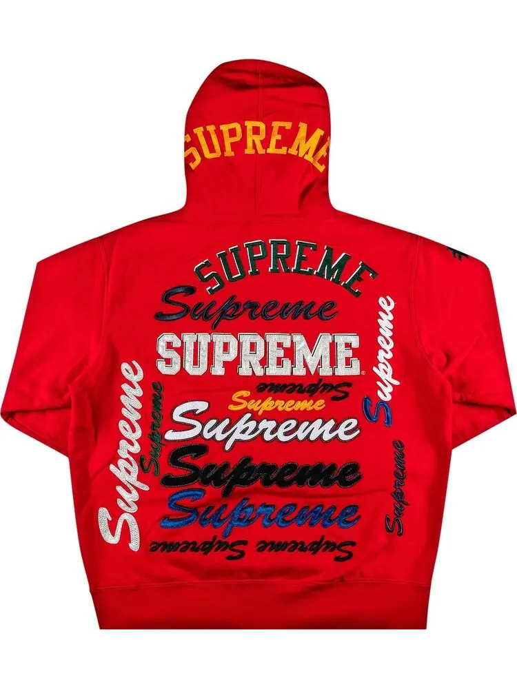 Толстовка Supreme Multi Logo Hooded Sweatshirt 'Red' — изображение 2 из 3, красный