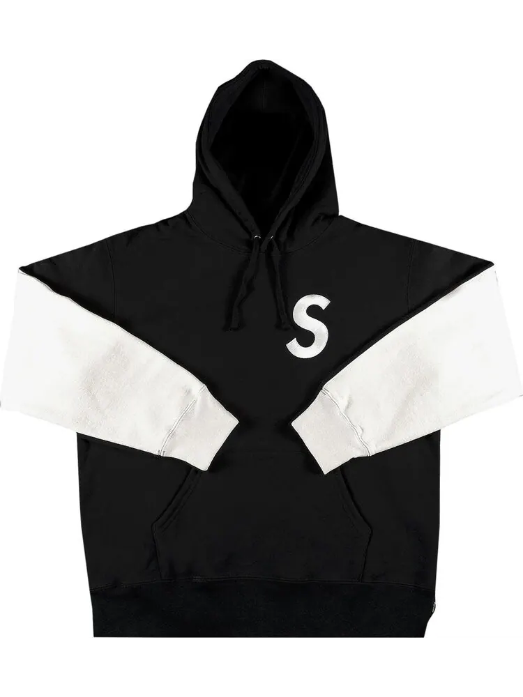 Толстовка Supreme S Logo Split Hooded Sweatshirt 'Black' — изображение 1 из 3, черный