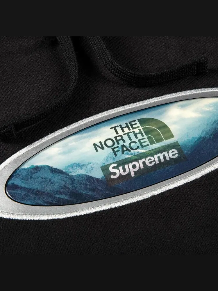 Толстовка Supreme x The North Face Lenticular Mountains Hooded Sweatshirt 'Black' — изображение 2 из 2, черный