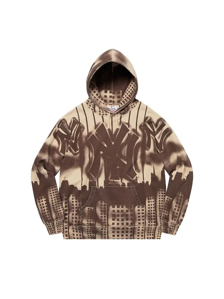 Толстовка Supreme x New York Yankees Airbrush Hooded Sweatshirt Clay — изображение 1 из 2, глина