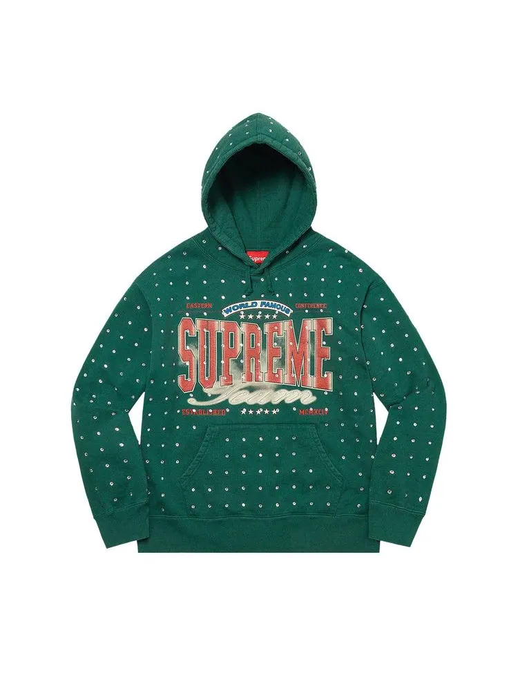 Толстовка Supreme Rhinestone Hooded Sweatshirt — изображение 1 из 1, темный зеленый