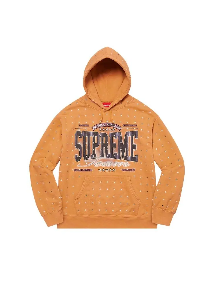 Толстовка Supreme Rhinestone Hooded Sweatshirt Light Mustard — изображение 1 из 1, коричневый