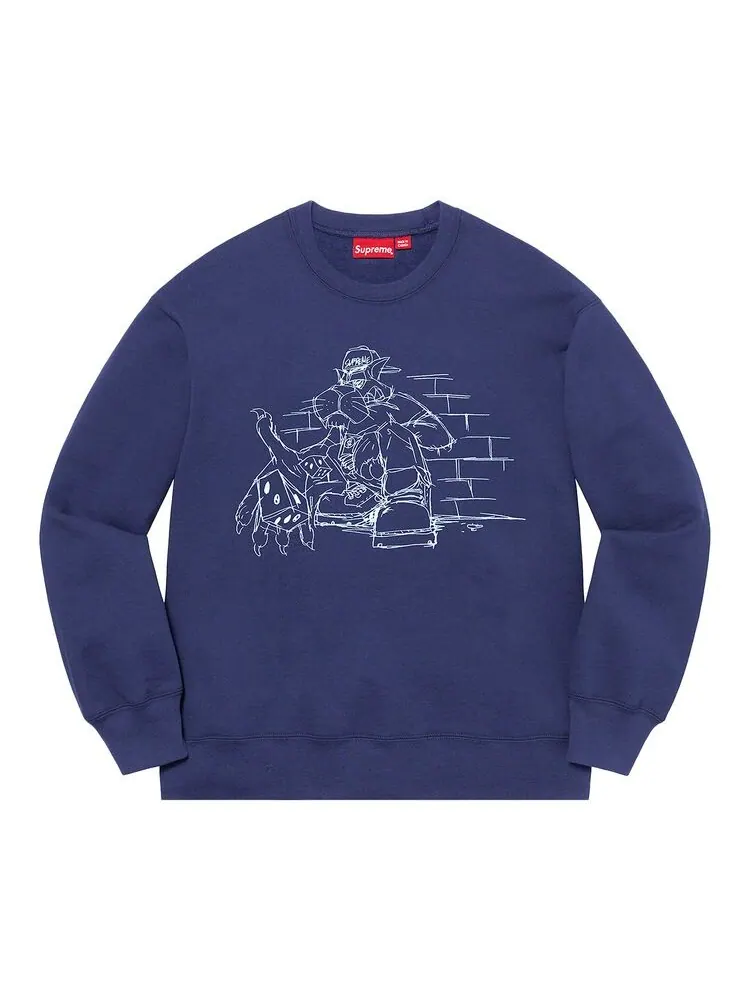 Толстовка Supreme Dice Crewneck Washed Navy — изображение 1 из 1, темно-синий