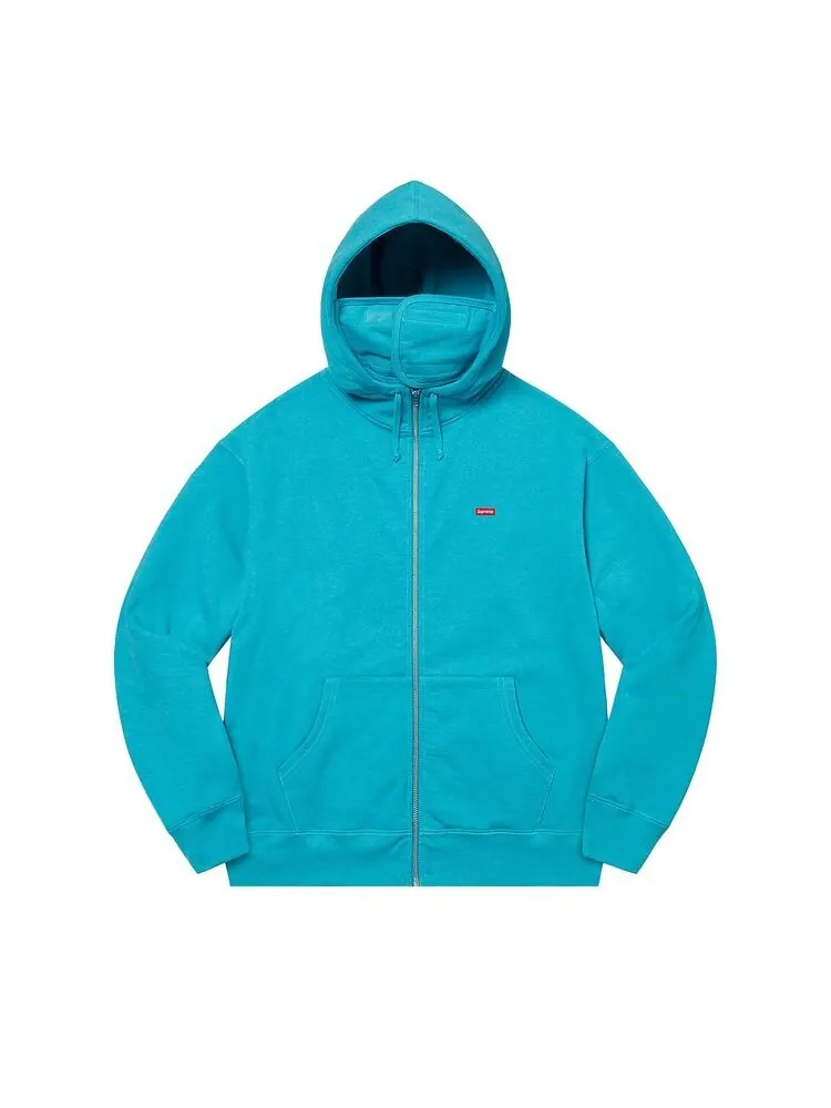 Толстовка Supreme Small Box Facemask Zip Up Hooded Sweatshirt Cyan — изображение 1 из 1, голубой