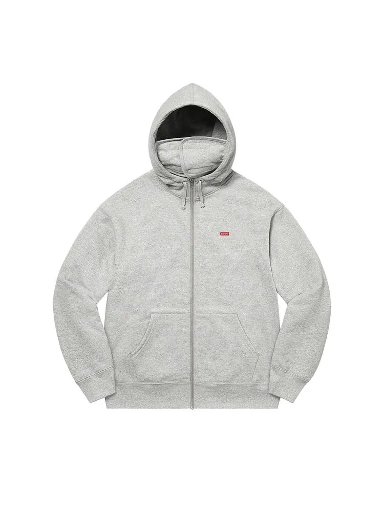 Толстовка Supreme Small Box Facemask Zip Up Hooded Sweatshirt Heather Grey — изображение 1 из 1, серый