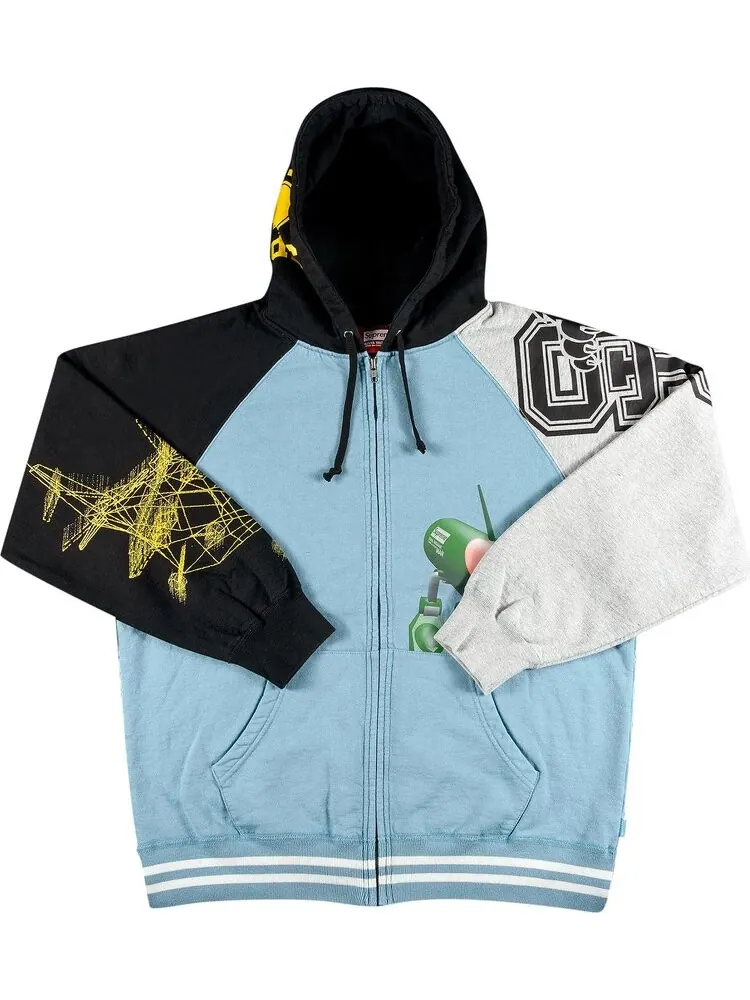Толстовка Supreme x Junya Watanabe x Comme des Garçons MAN Zip Up Hooded Sweatshirt 'Dusty Blue' — изображение 1 из 3, синий