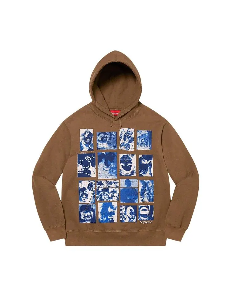 Толстовка Supreme Collage Grid Hooded Sweatshirt Olive Brown — изображение 1 из 2, оливковый коричневый