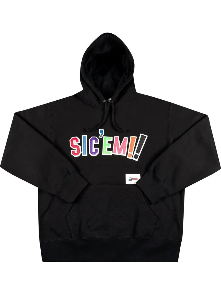 Толстовка Supreme x WTAPS Sic'em! Hooded Sweatshirt 'Black' — изображение 1 из 3, черный